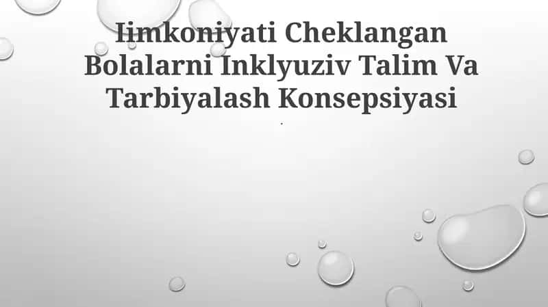 Iimkoniyati Cheklangan Bolalarni Inklyuziv Talim Va Tarbiyalash Konsepsiyasi 1