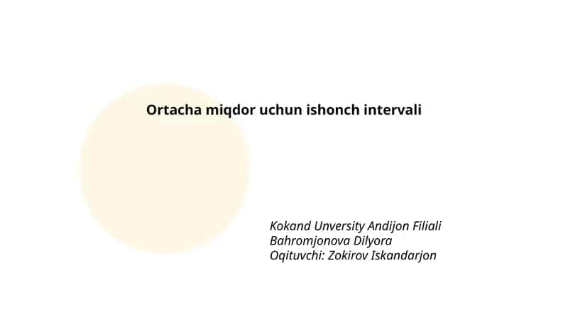 Ortacha miqdor uchun ishonch intervali 1