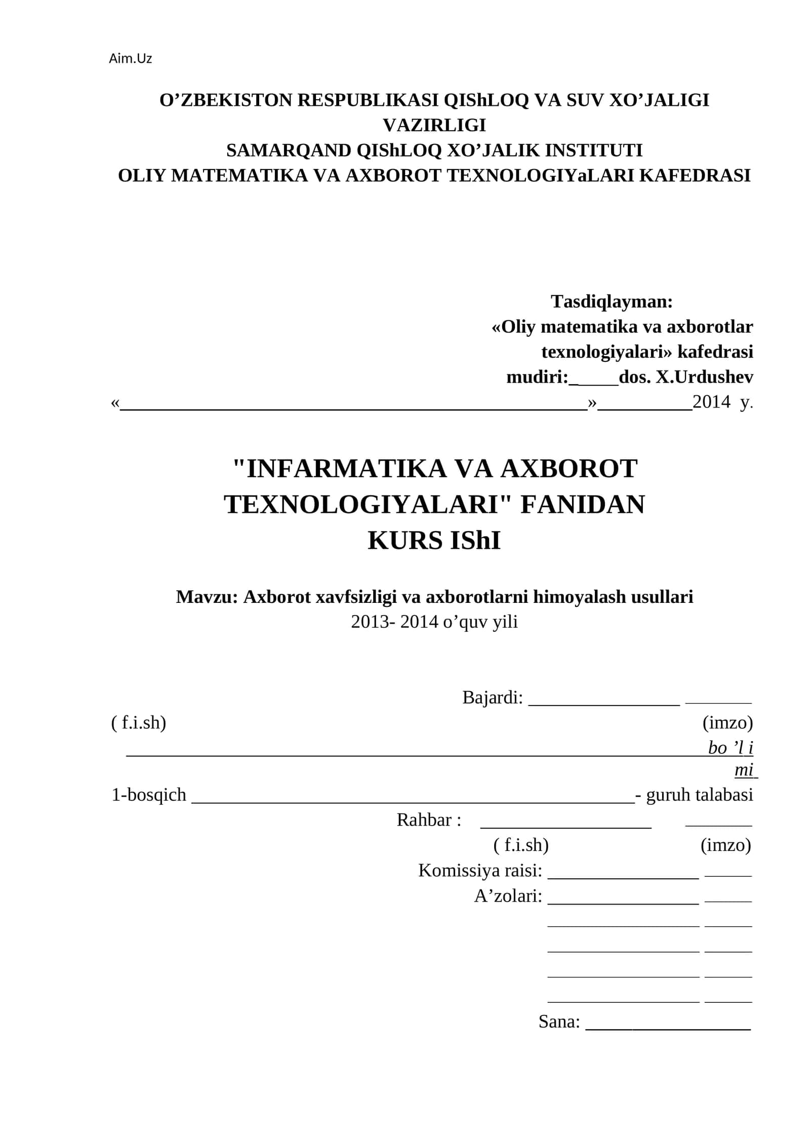 KURS ISHi 1