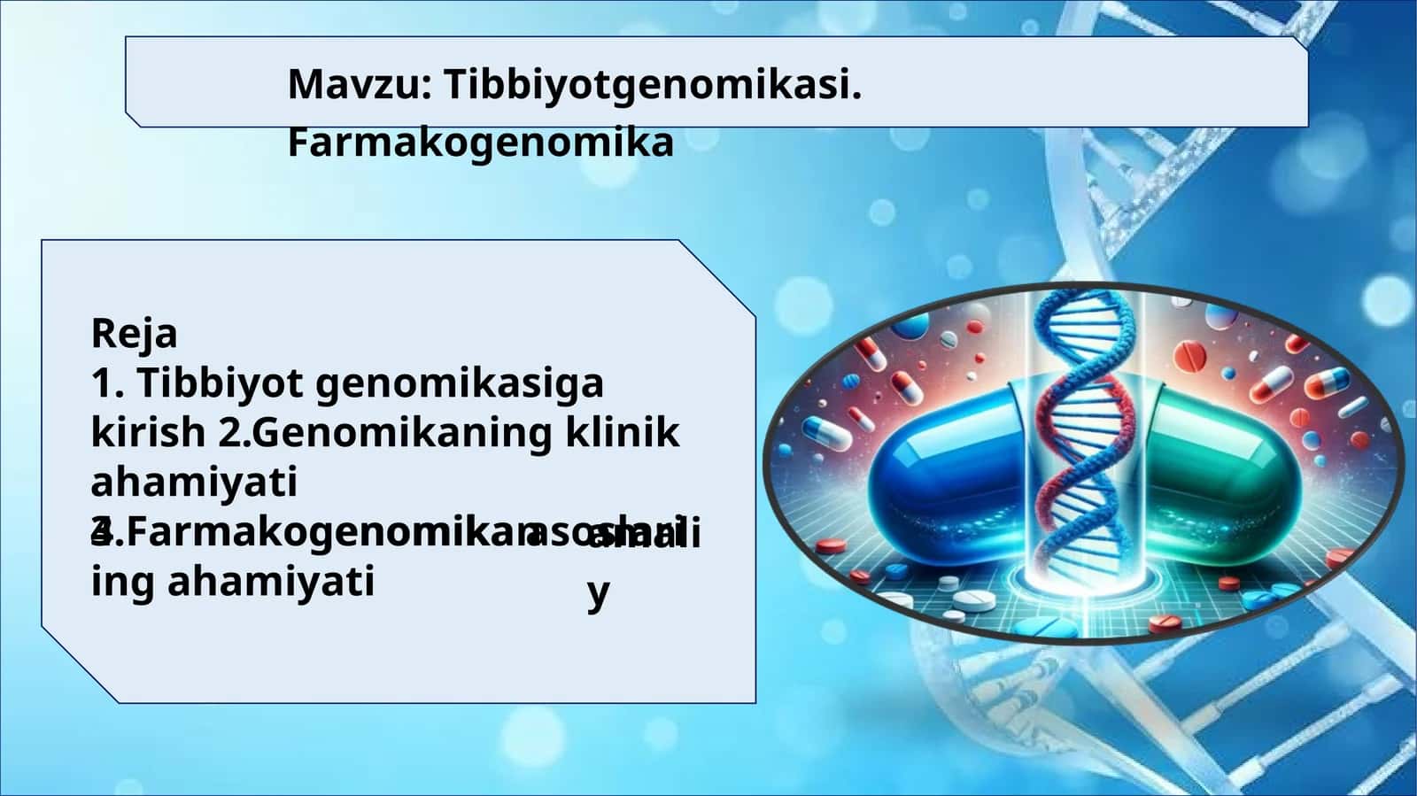 Tibbiyotgenomikasi. Farmakogenomika 1