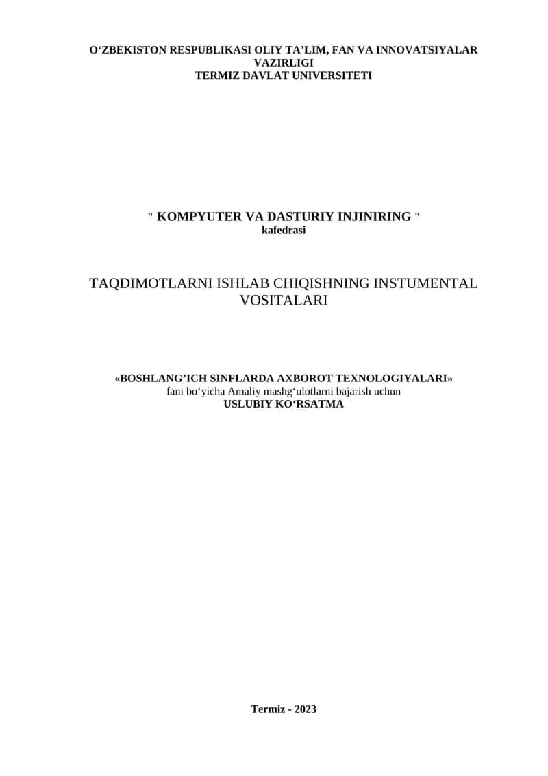 TAQDIMOTLARNI ISHLAB CHIQISHNING INSTUMENTAL VOSITALARI 1