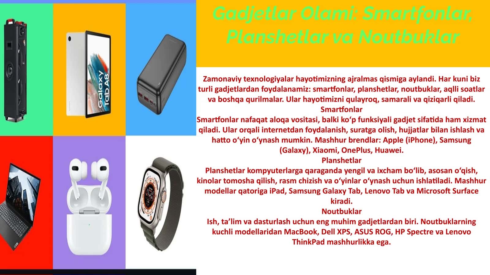 Gadjetlar Olami: Smartfonlar, Planshetlar va Noutbuklar 1