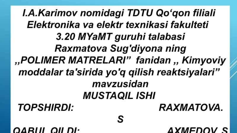 Kimyoviy moddalar 1
