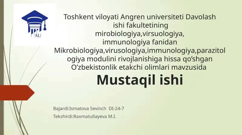 Tibbiyot Mikrobiologiyasi rivojlanishi 1
