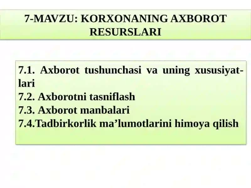 KORXONANING AXBOROTRESURSLARI