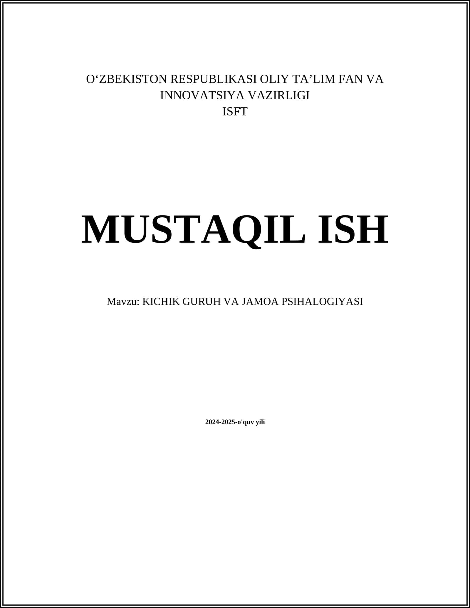 KICHIK GURUH VA JAMOA PSIHALOGIYASI 1