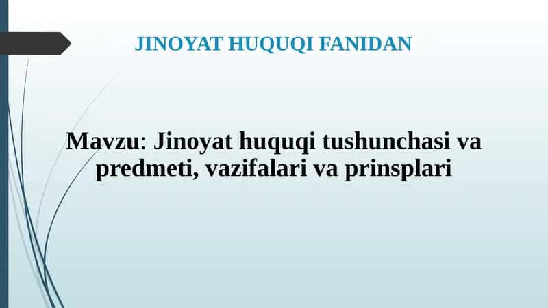 JINOYAT HUQUQI FANIDAN 1