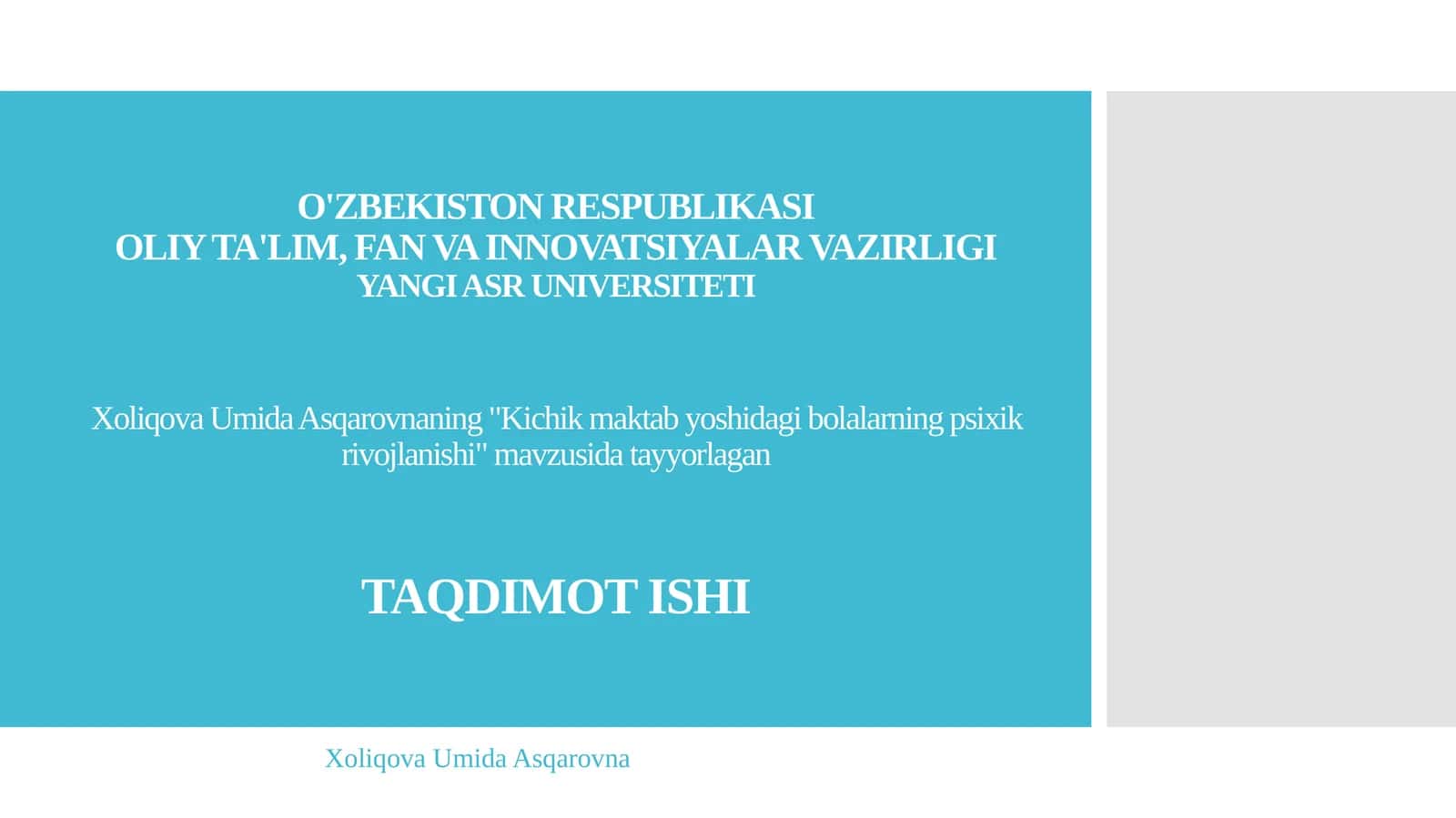 Kichik maktab yoshidagi bolalarning psixik rivojlanishi 1