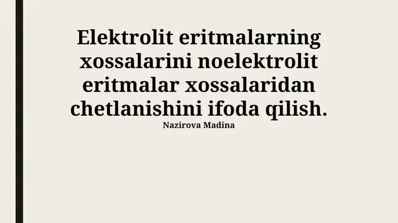 Elektrolit eritmalarning xossalarini noelektrolit eritmalar xossalaridan chetlanishini ifoda qilish 1