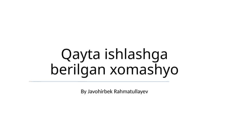 Qayta ishlashga berilgan xomashyo 1