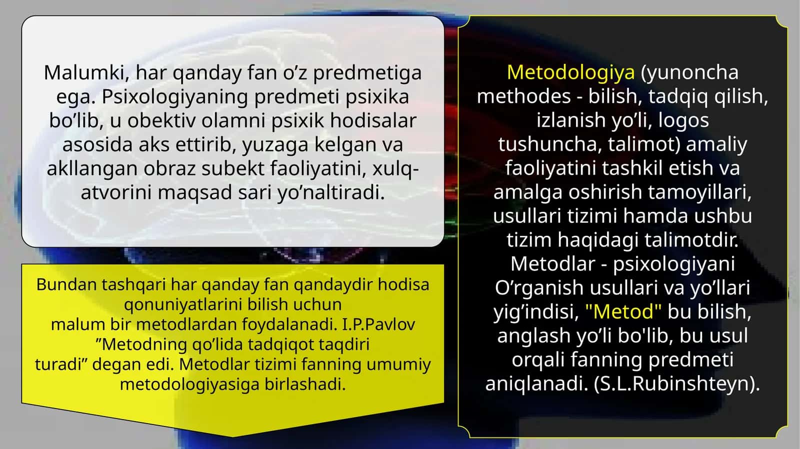Psixologiya fanining predmeti va metodologiyasi 1