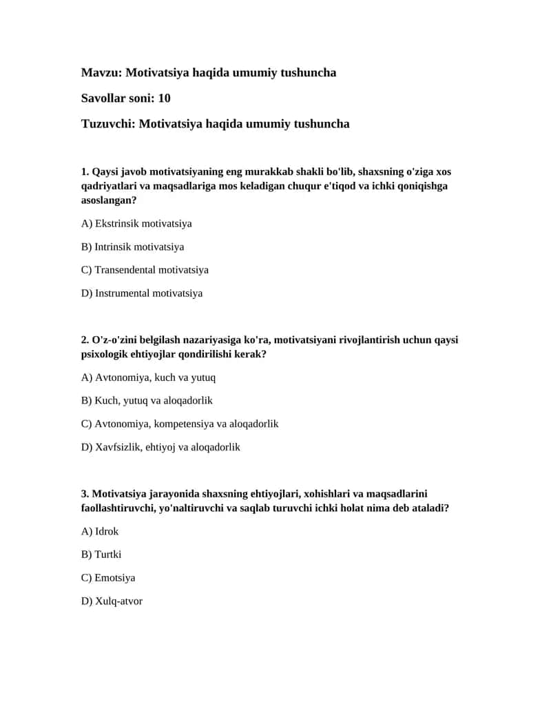 Motivatsiya haqida umumiy tushuncha 1