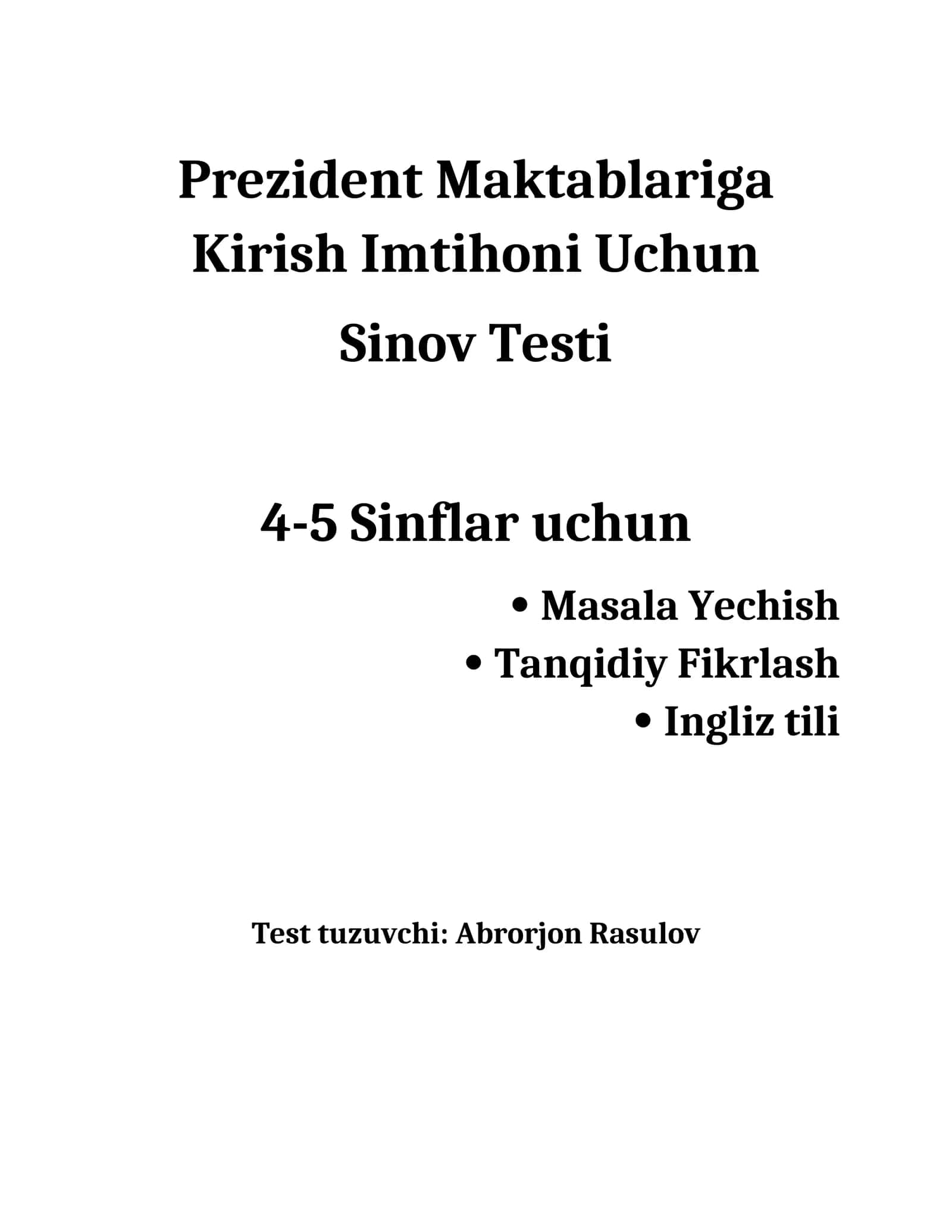 Blok test matematika 1