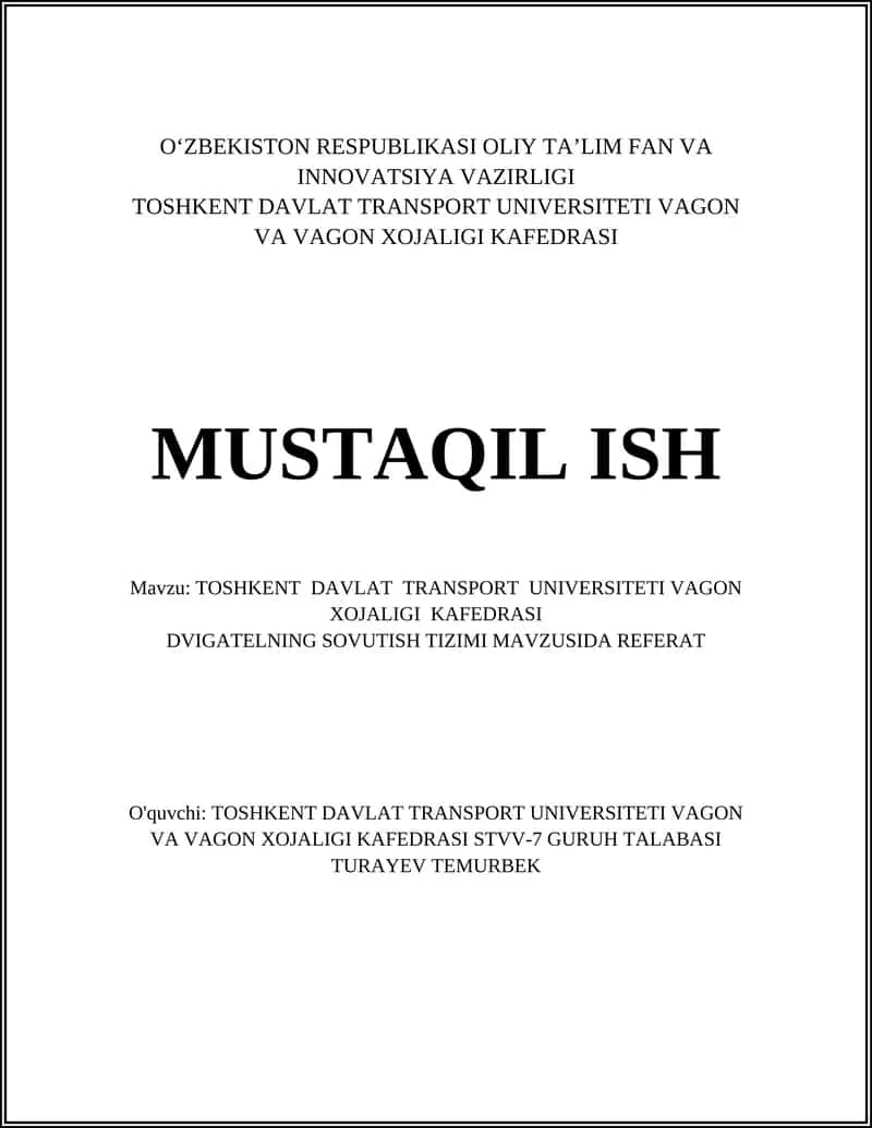 DVIGATELNING SOVUTISH TIZIMI REFERAT 1