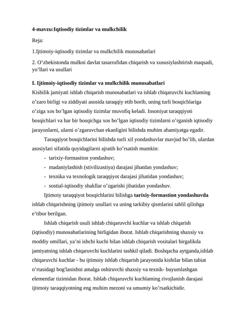 Iqtisodiy tizimlar va mulkchilik 1