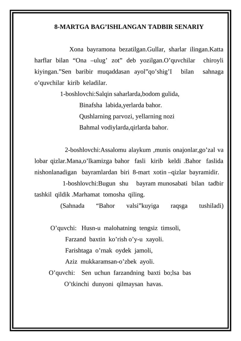 8-MARTGA BAG’ISHLANGAN TADBIR SENARIY 1