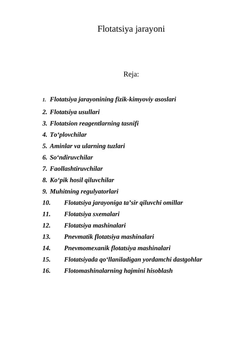 Flotatsiya jarayoni 1