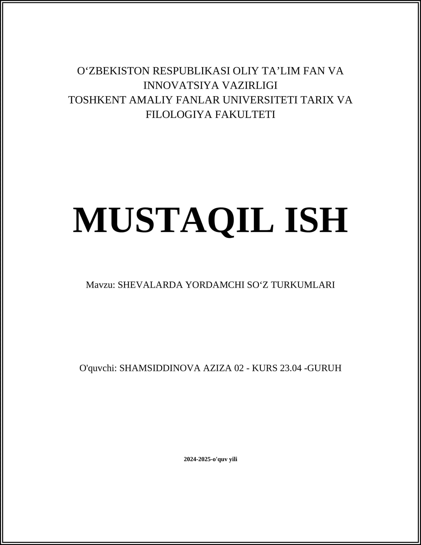 SHEVALARDA YORDAMCHI SOʻZ TURKUMLARI 1