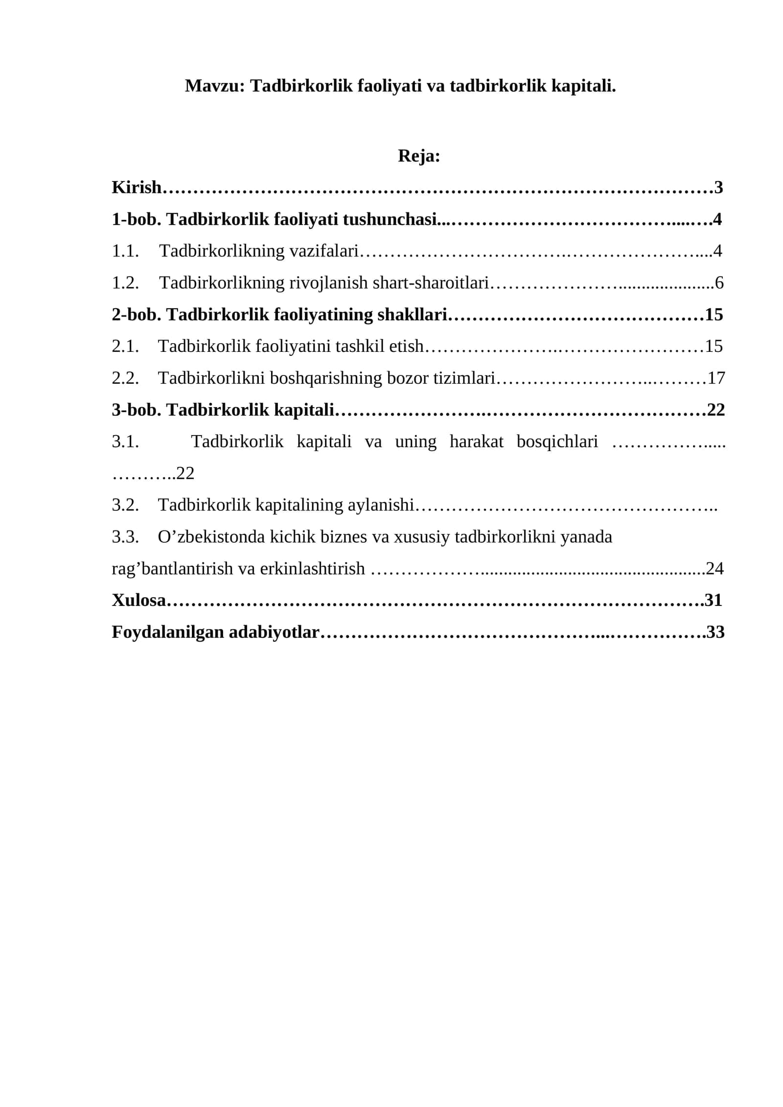 Tadbirkorlik faoliyati va tadbirkorlik kapitali 1