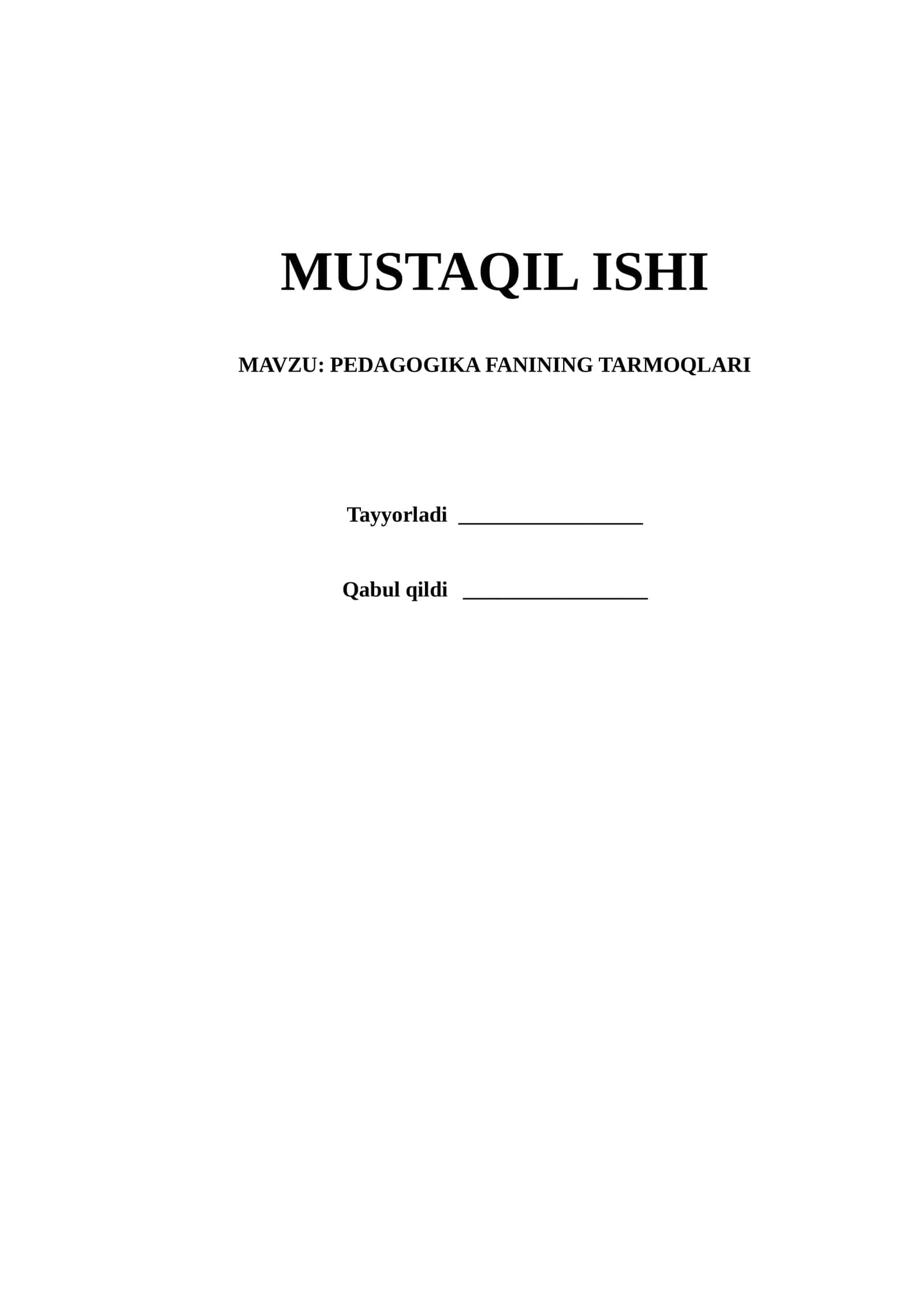 PEDAGOGIKA FANINING TARMOQLARI 1