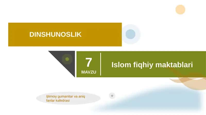 Ilk islomiy fiqhiy maktablar 1