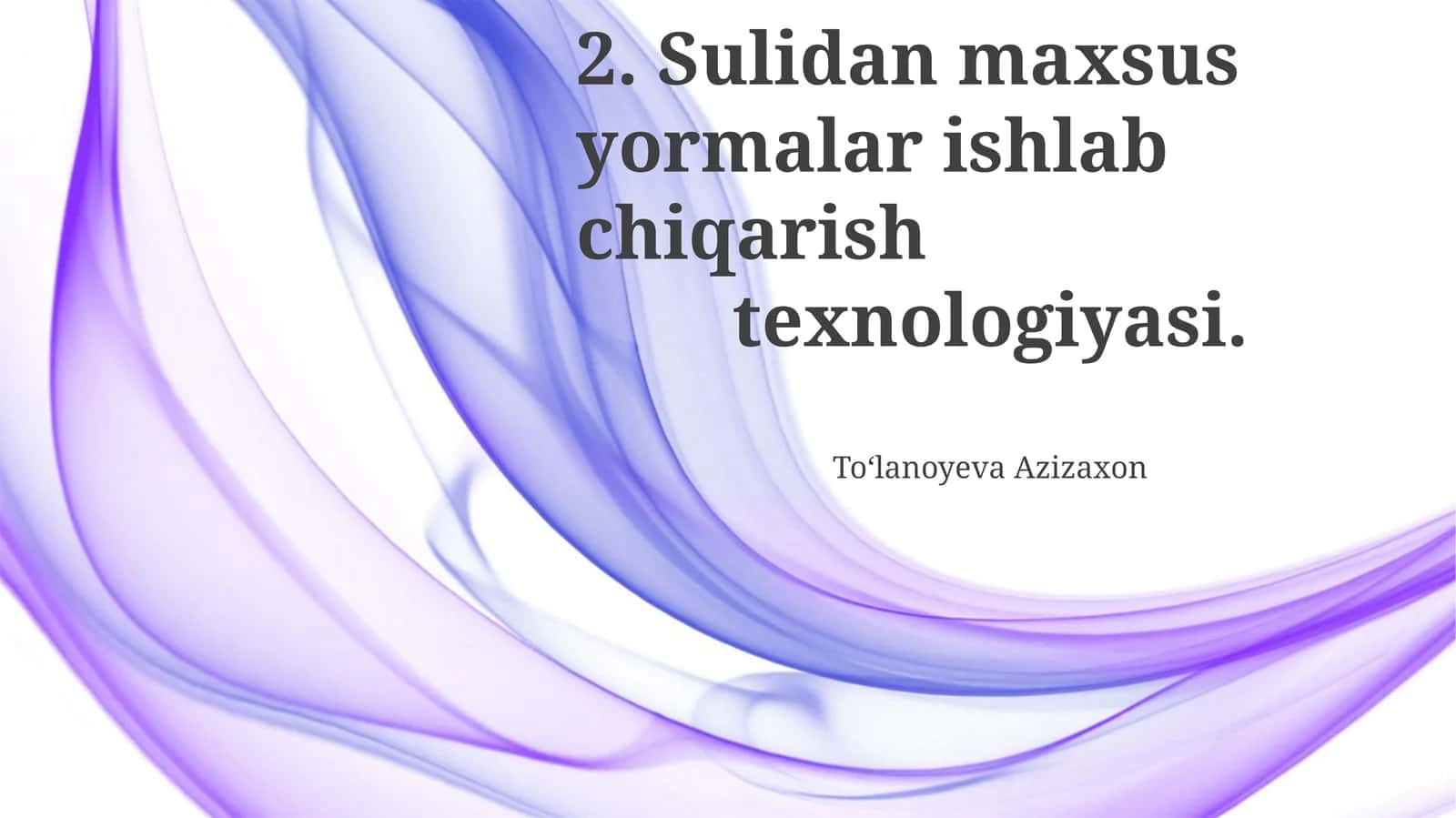 Maxsus maqsadli Sulidan yemi ishlab chiqarish texnologiyalari 1