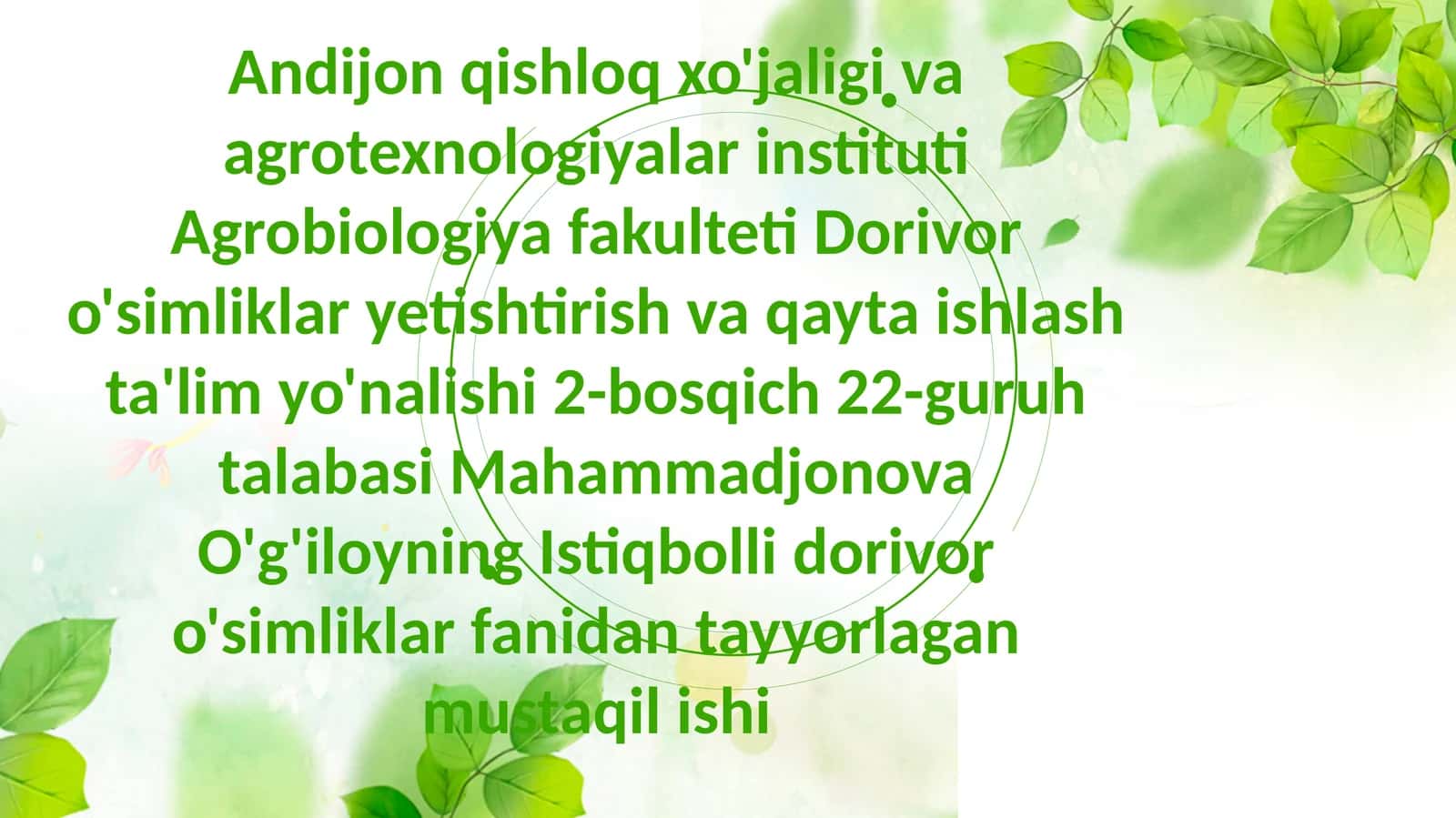 Topinamburo'simligining bioekologiyasi va dorivoro'lik xususiyatlari 1