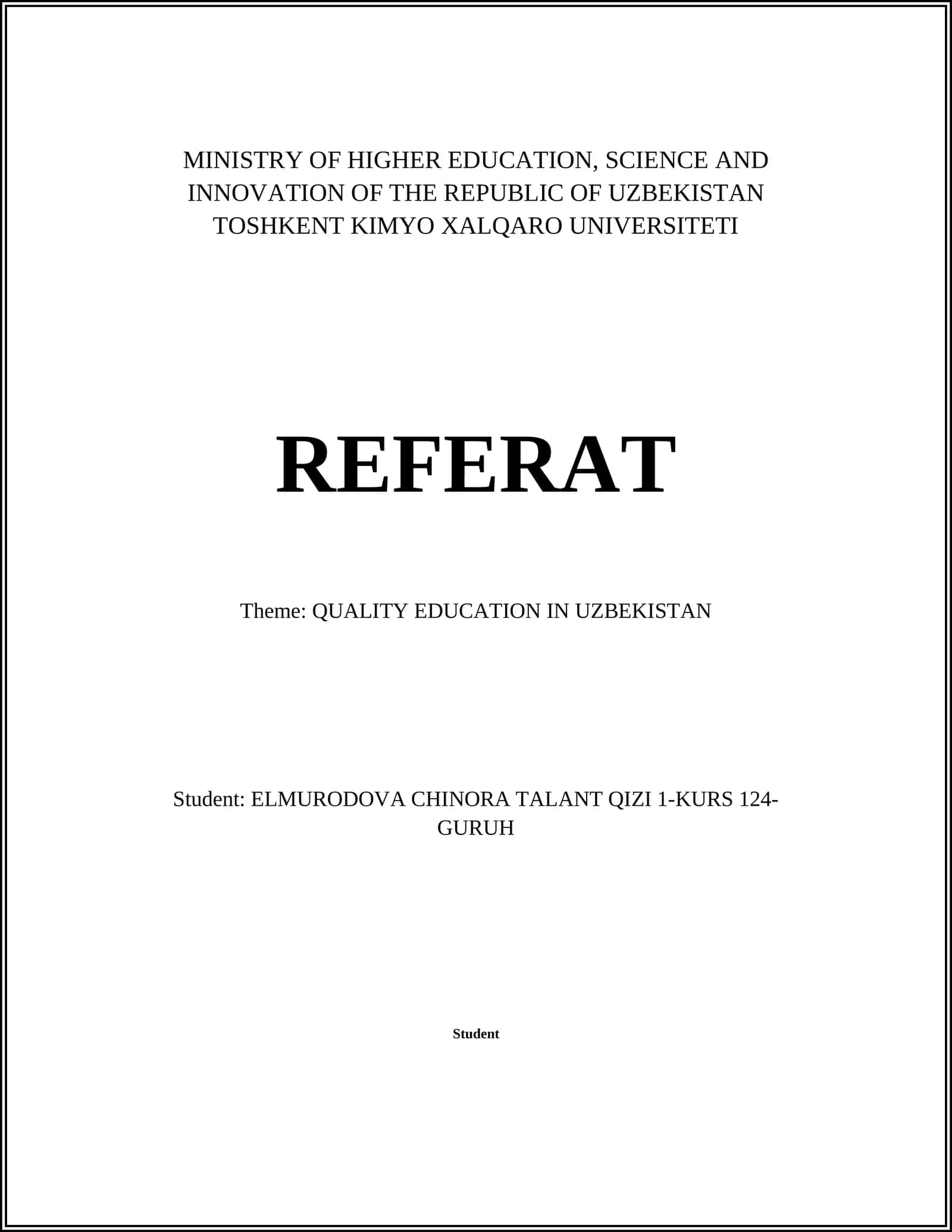QUALITY EDUCATION IN UZBEKISTAN 1