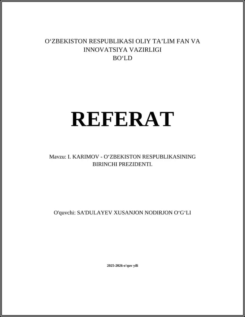 KARIMOV - OʻZBEKISTON RESPUBLIKASINING BIRINCHI PREZIDENTI 1