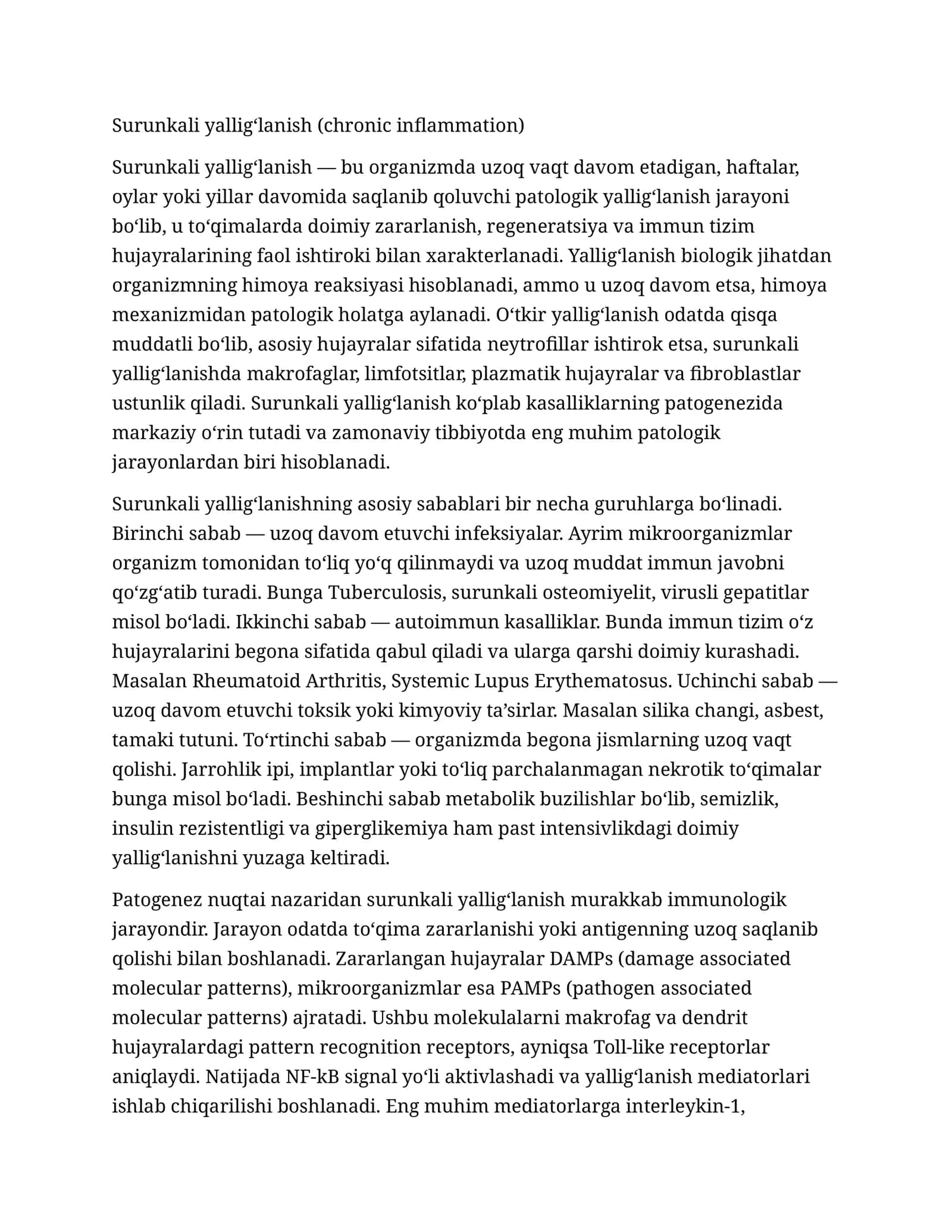 Surunkali yallig‘lanish (chronic inflammation) 1