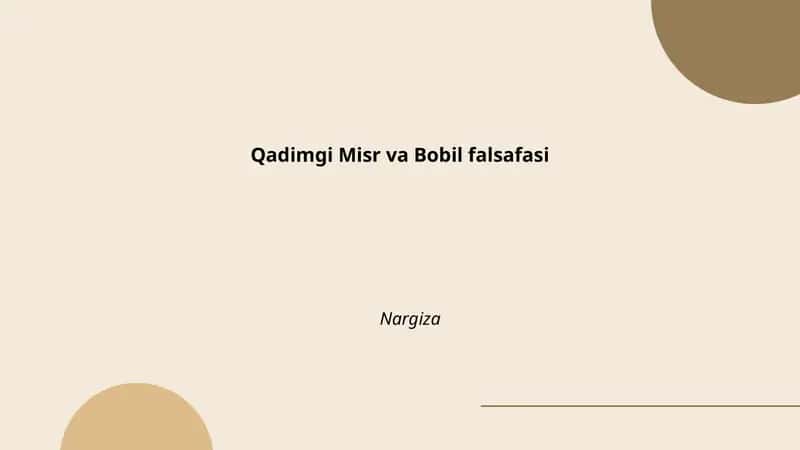 Qadimgi Misr va Bobil falsafasi 1