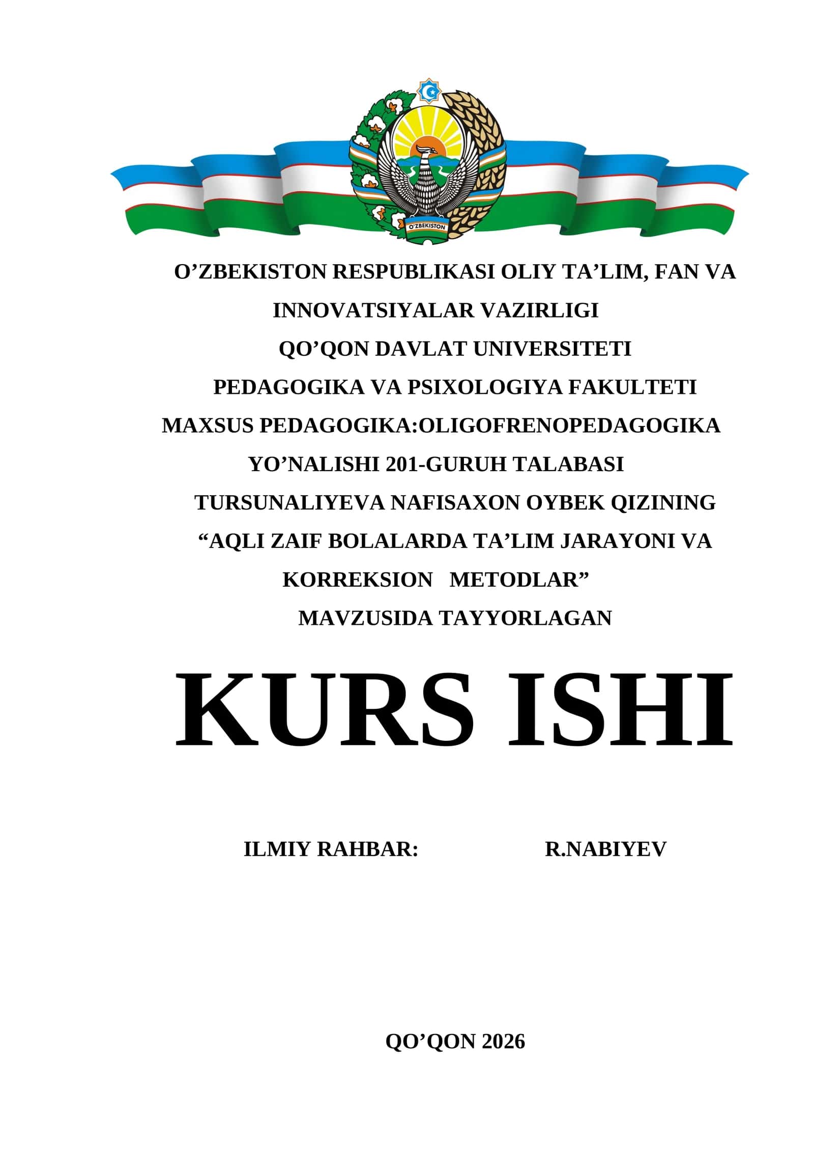 AQLI ZAIF BOLALARDA TA’LIM JARAYONI VA KORREKSION METODLAR 1