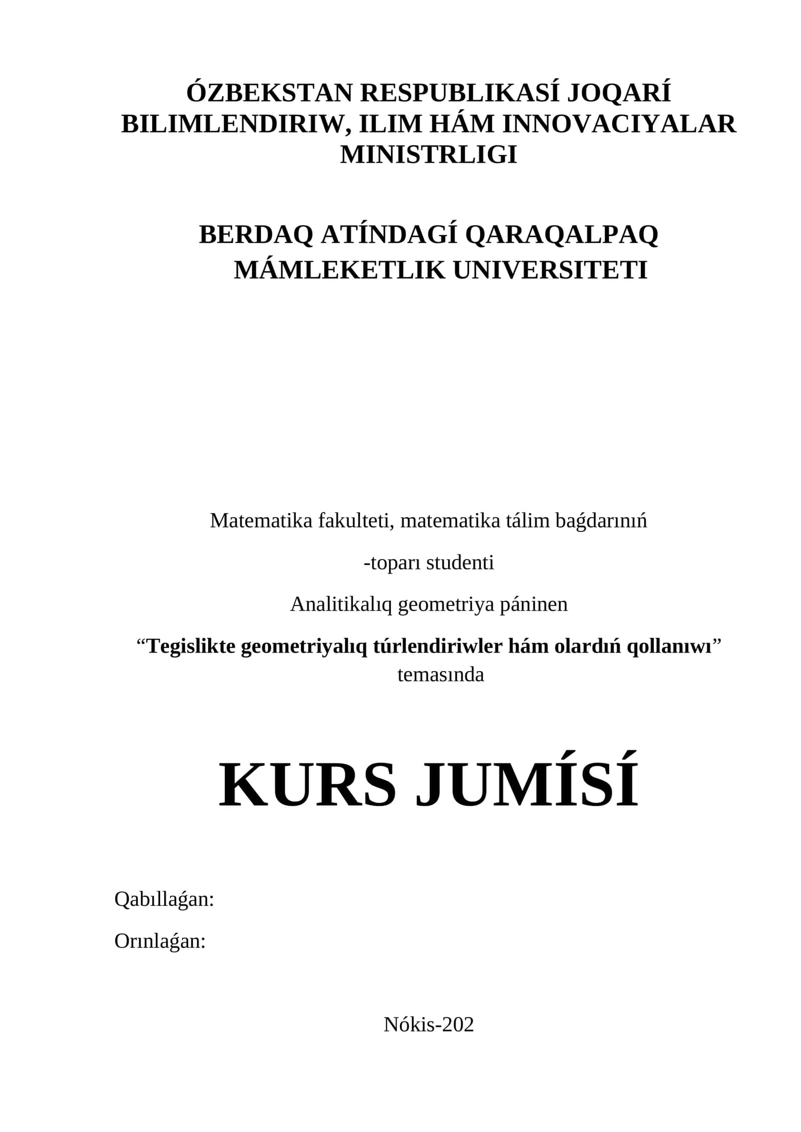 Geometriya matematika kursi 1