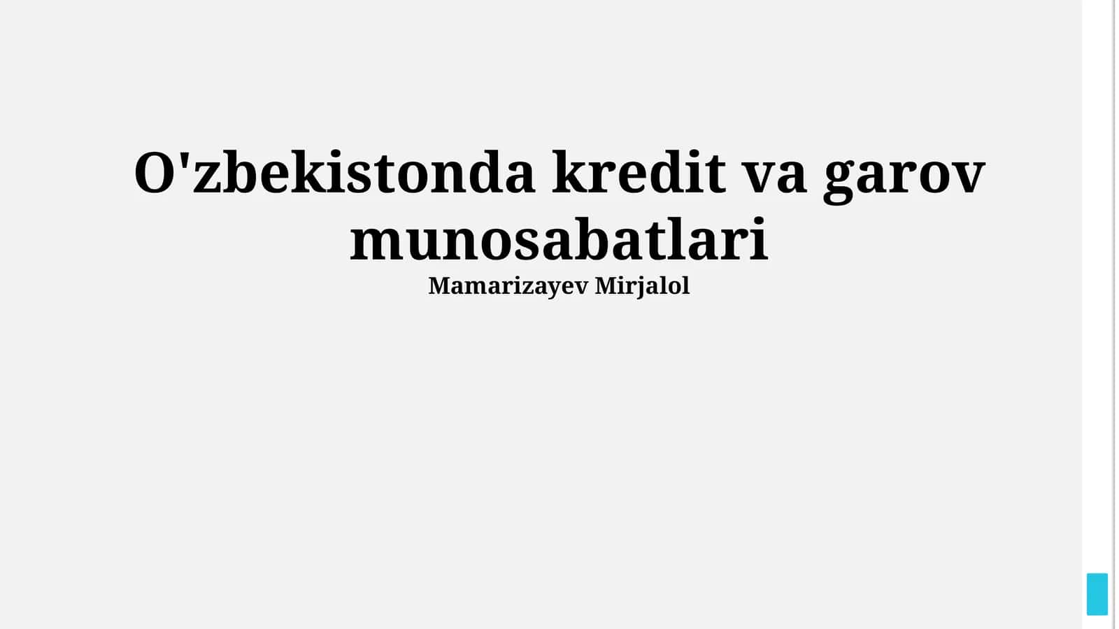 Kredit va Garov Munosabatlari 1