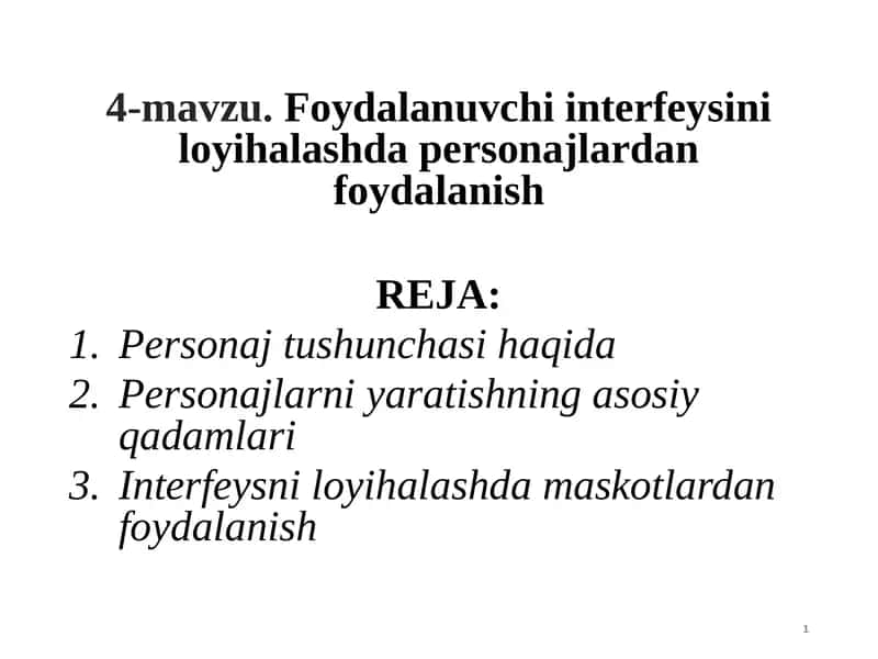 Foydalanuvchi interfeysi loyihalashda personajlardan foydalanish 1