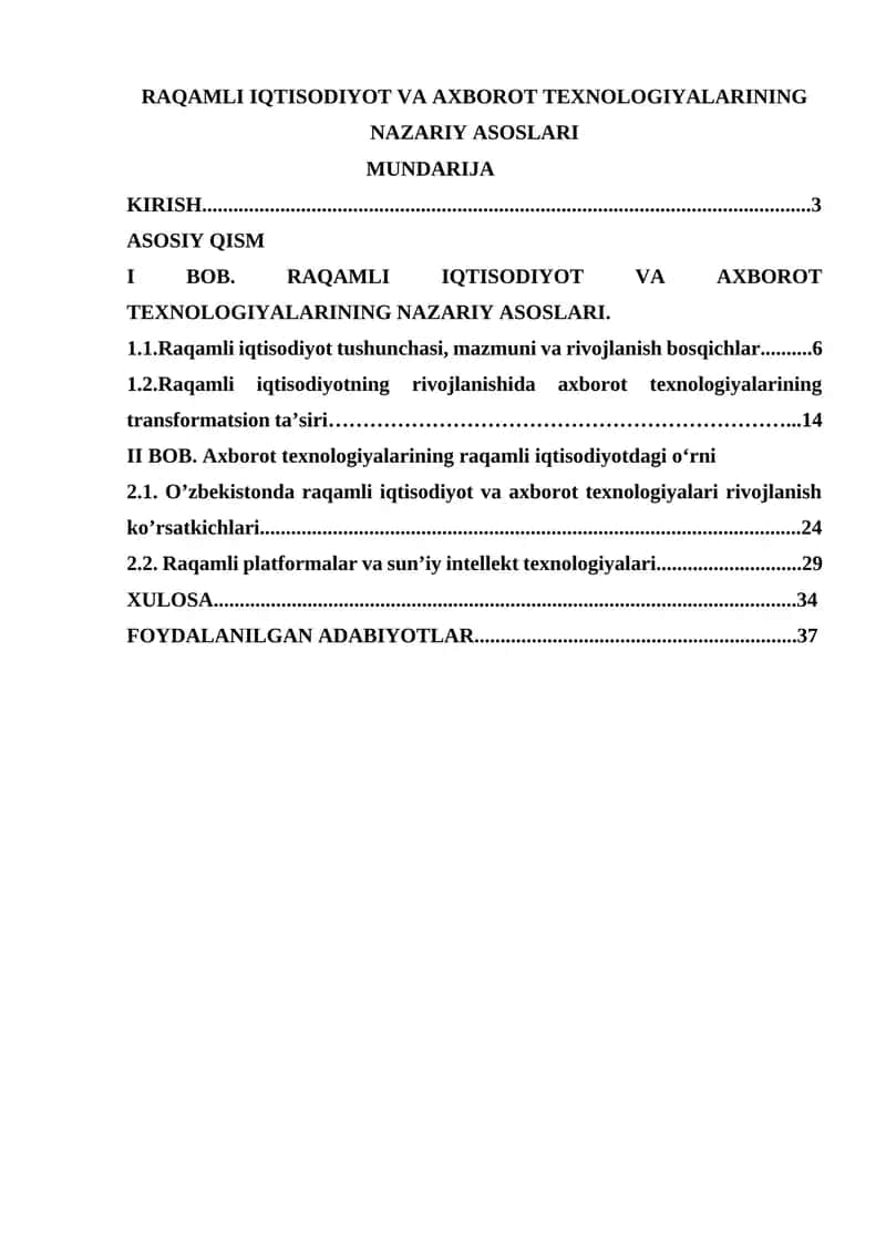 RAQAMLI IQTISODIYOT VA AXBOROT TEXNOLOGIYALARINING NAZARIY ASOSLARI 1