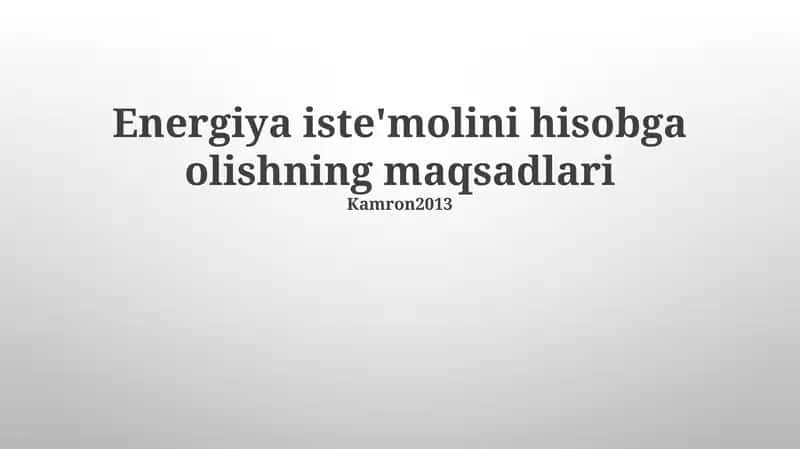 Energiya iste'molini hisoblash stratigiyasi 1