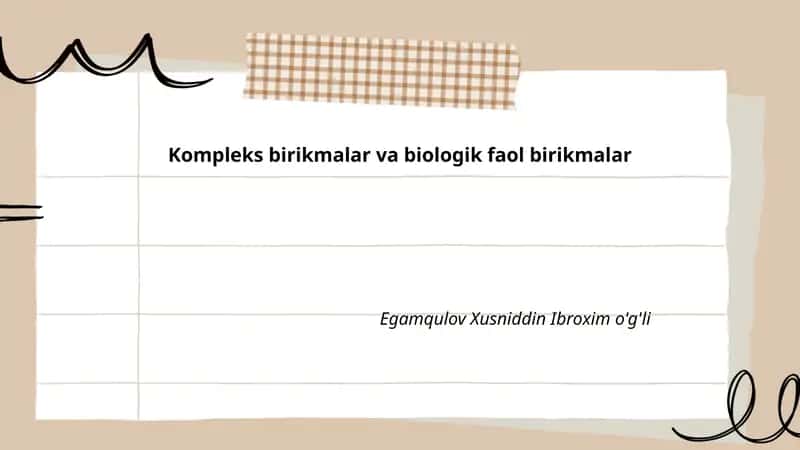 Kompleks birikmalar va biologik faol birikmalar 1