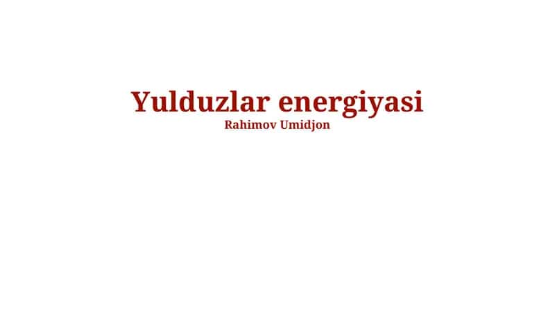 Yulduzlar energiyasi 1