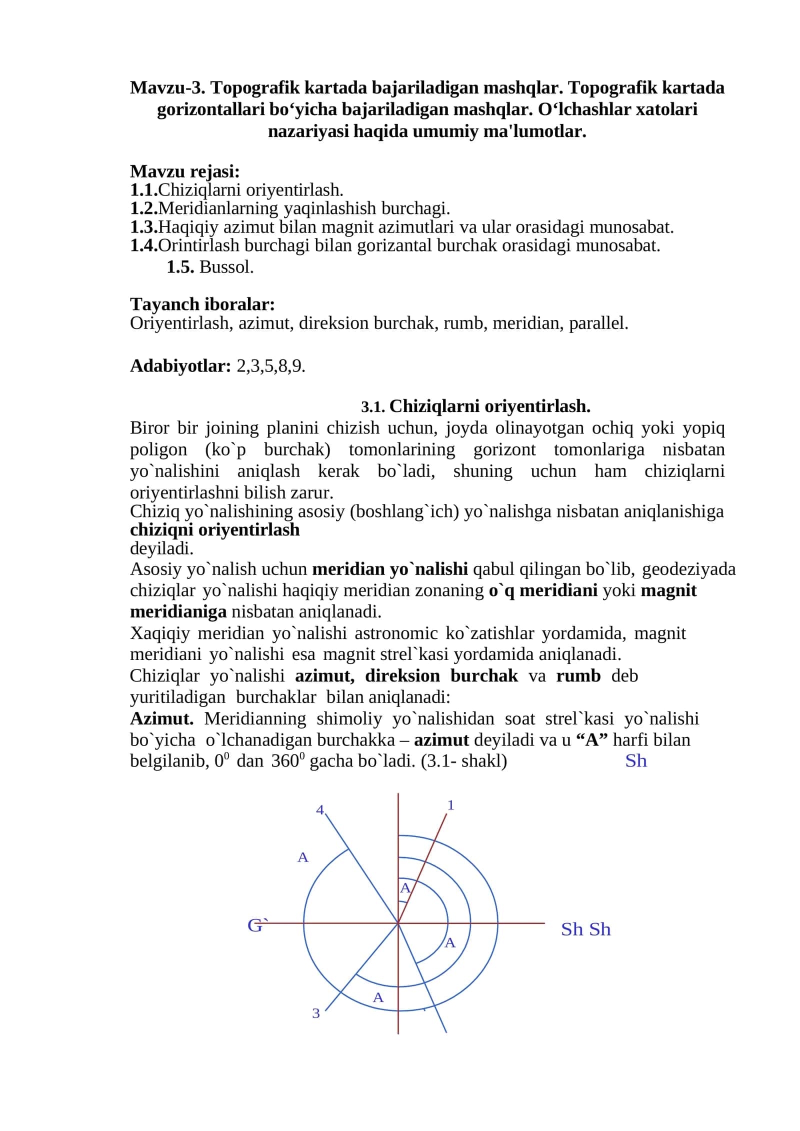 Topografik kartada bajariladigan mashqlar 1