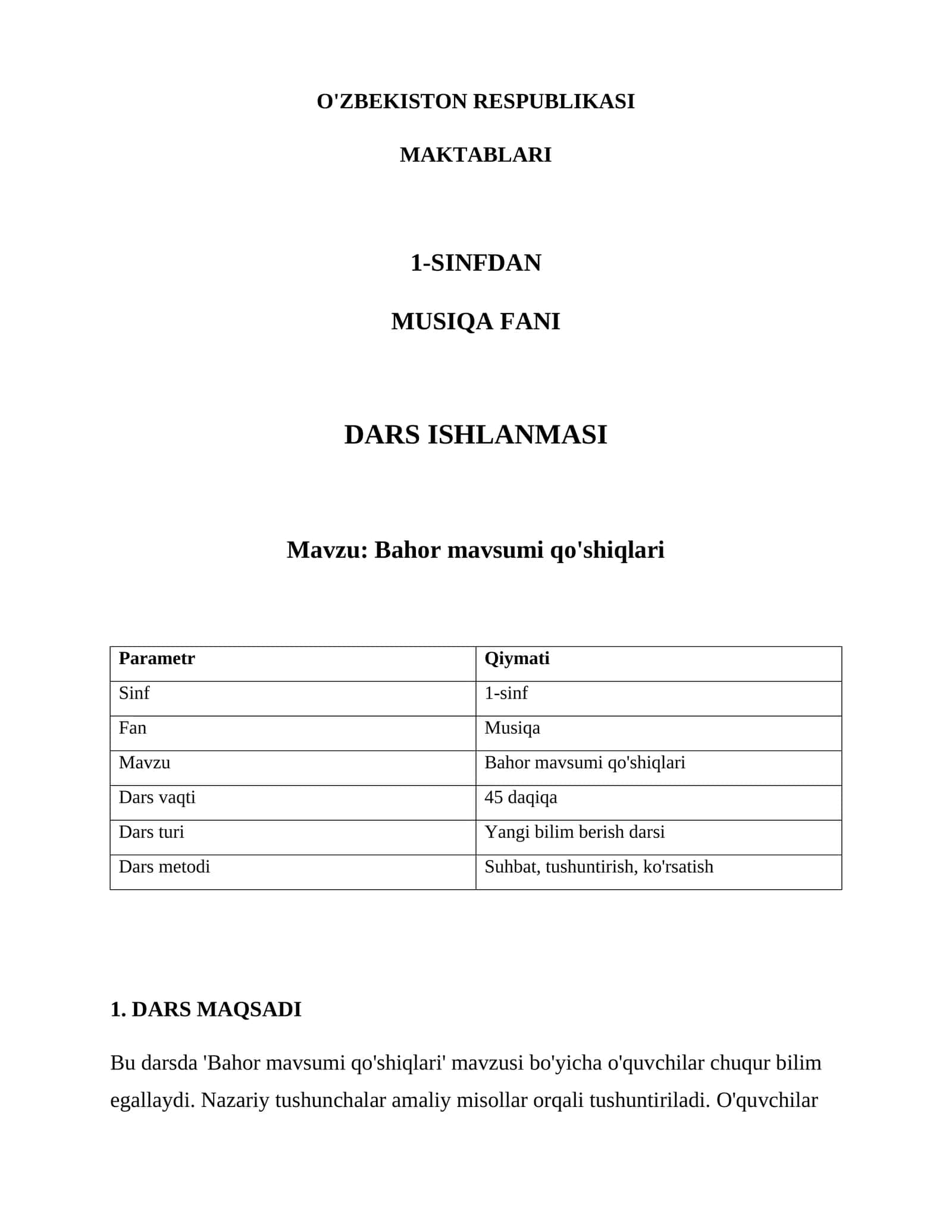 Bahor mavsumi qo'shiqlari 1