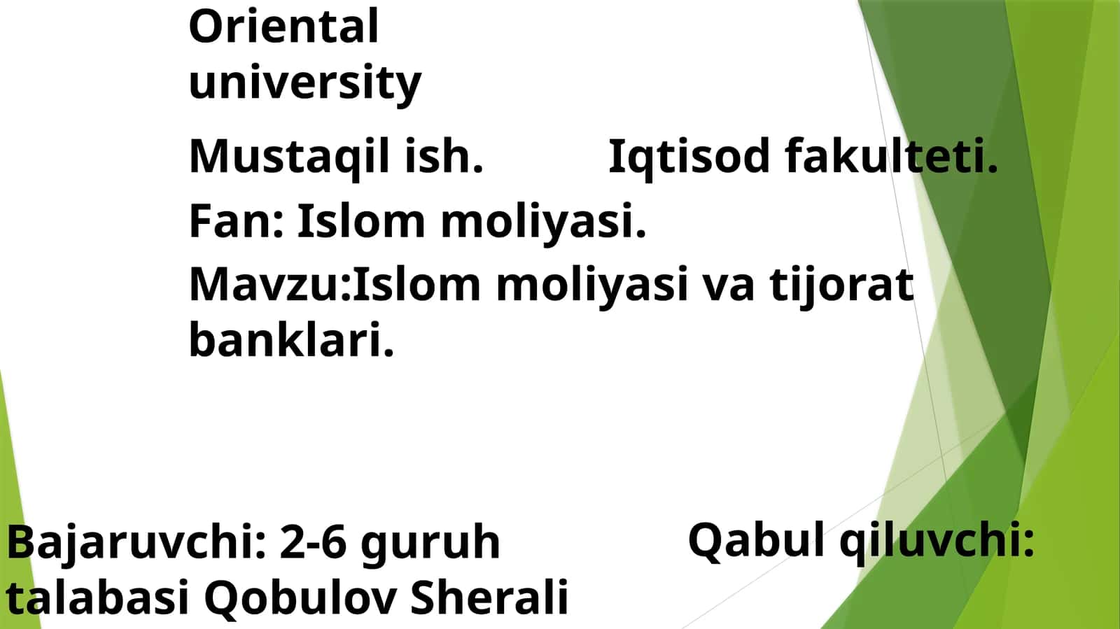 Islom moliyasi va tijorat banklari 1