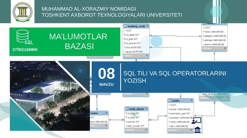 SQL tili va SQL operatorlarini yozish 1