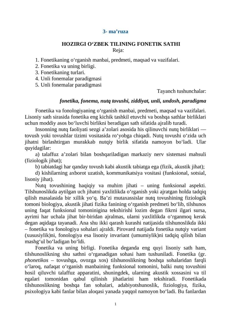 Fonetika va fonologiya 1