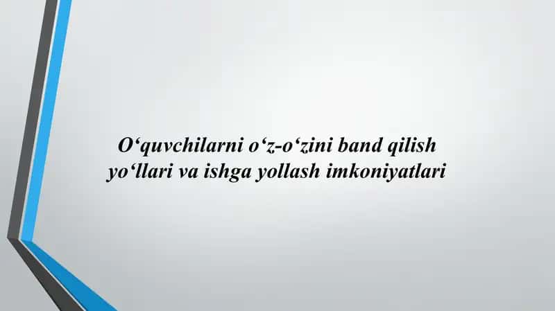 O‘quvchilarni o‘z-o‘zini band qilish yo‘llari va ishga yollash imkoniyatlari 1