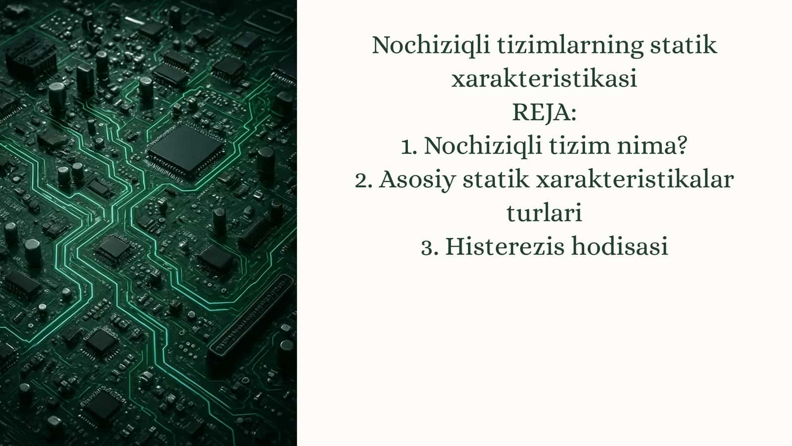 Nochiziqli tizimlarning statik xarakteristikasi 1