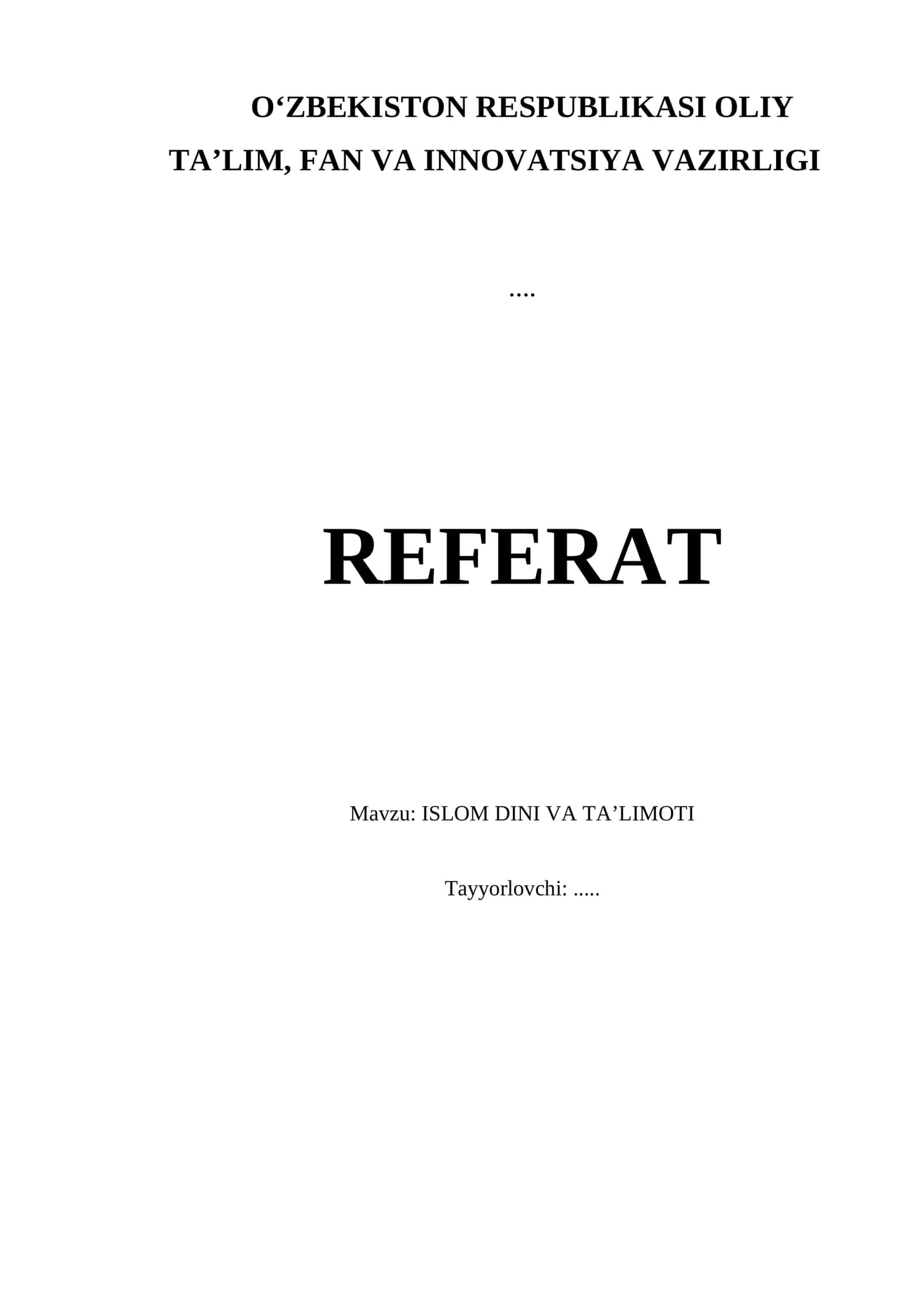 ISLOM DINI VA TA’LIMOTI 1