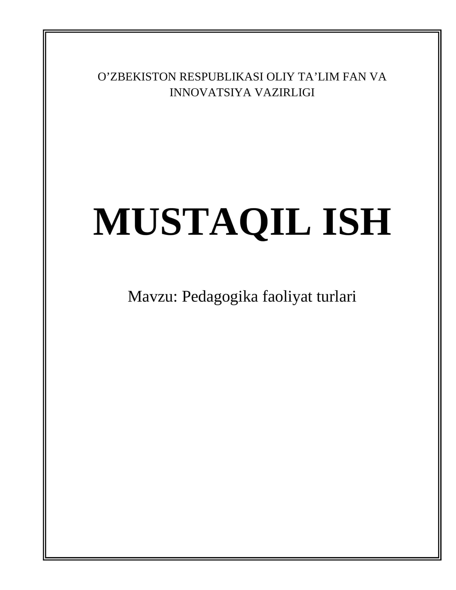 Pedagogika faoliyat turlari 1
