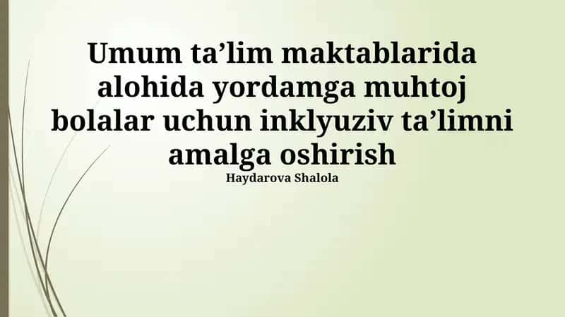 Inklyuziv Ta'limni Amalga Oshirish 1