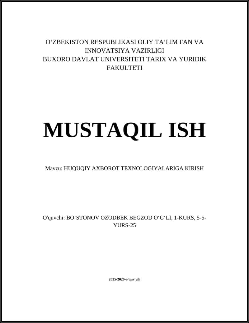 Huquqiy axborot texnologiyalariga kirish 1